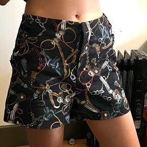 Patterned black high waisted Zara shorts